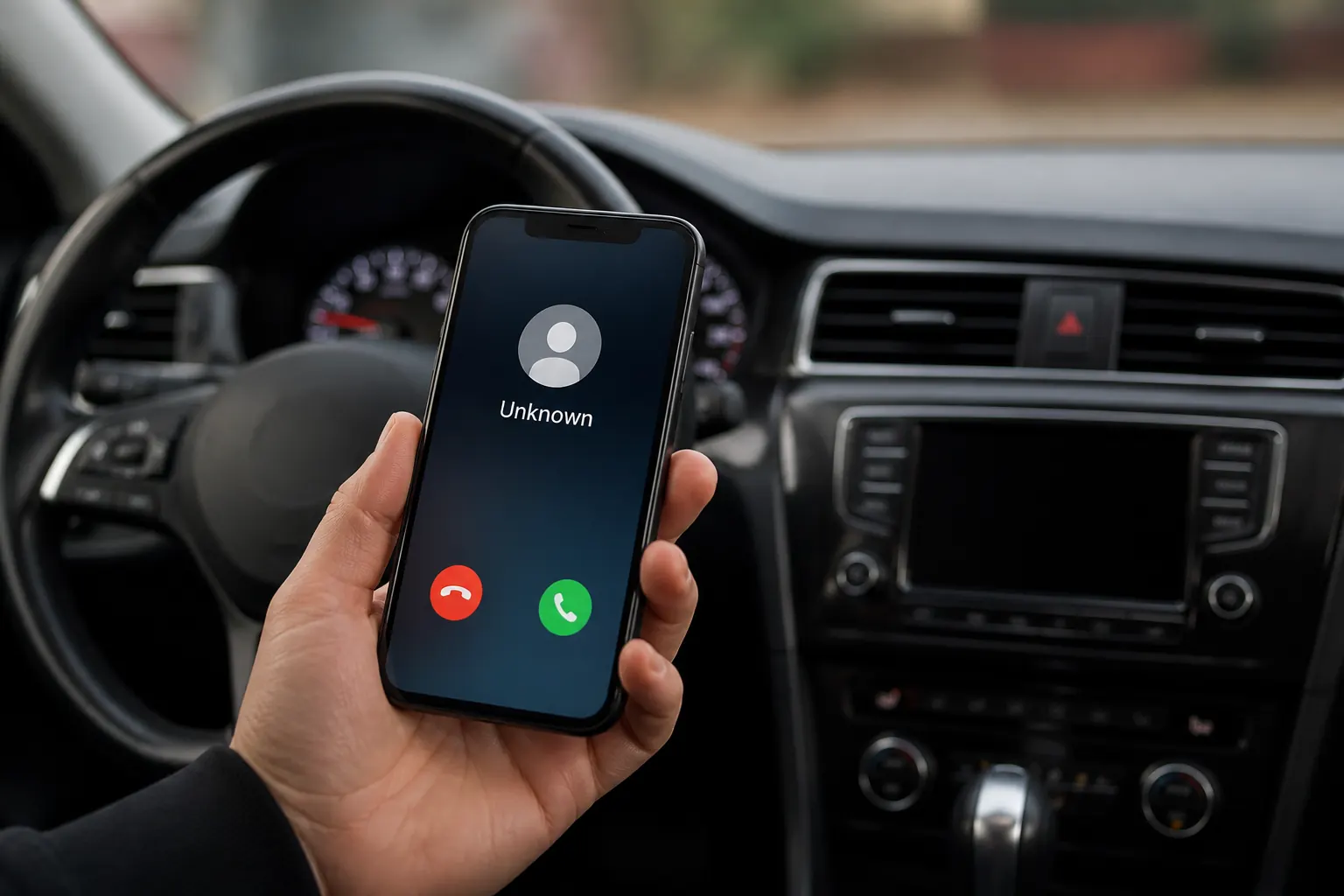 Smartphone showing an unknown incoming call
